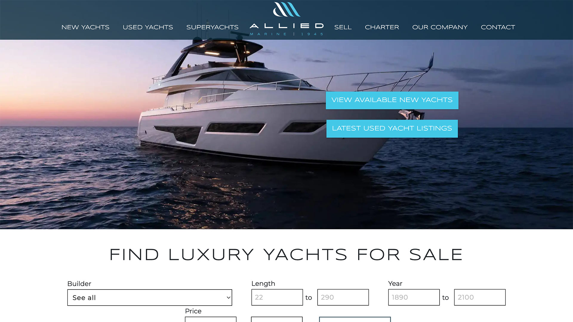 Allied Marine Homepage - Above the Fold