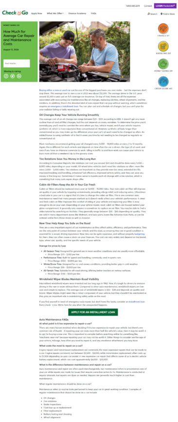 How Much for Average Car Repair and Maintenance Costs